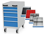Mobiele schuifladenkast 04.10.05V10B - afm. 555x736x990 mm met 5 schuifladen