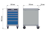 Mobiele schuifladenkast 04.10.06V10B - afm. 555x736x990 mm met 6 schuifladen