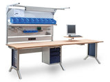 Bedrunka+Hirth  WorkLine werkplek met hoogteverstelling , afm. 3000x750x735-1100 met multi-wand opbouw.