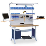 Bedrunka+Hirth  WorkLine werkplek met hoogteverstelling , afm. 1500x750x735-1100 met multi-wand opbouw.