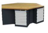 Werkbank 6-hoekige  groepswerkplek 2500x2165x860 - type CL66ECK1031