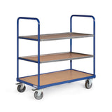Etagewagen BASIC F250 3 laadvlakken MET bordlijst uit staal, hoogte 1125 mm