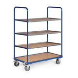 Etagewagen BASIC  F250 4 laadvlakken MET bordlijst uit staal, hoogte 1425 mm