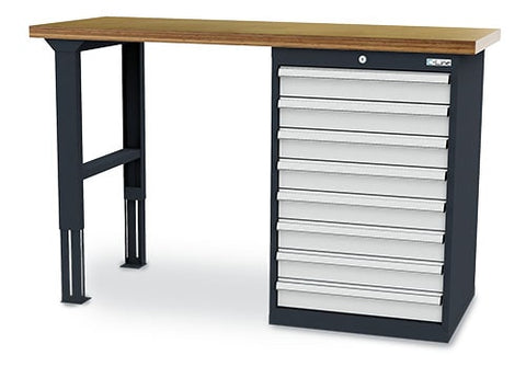 Werkbank met schuifladenkast 1500x600, hoogte 860/960/1060 mm - speciale aanbieding type CL6H10191W156